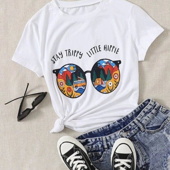 SHEIN Tops - Stay Trippy Little Hippy Tee